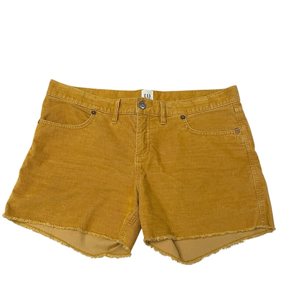 GAP Yellow Framed Hem Soft Stretch Midrise Corduroy Shorts Woman’s size 12